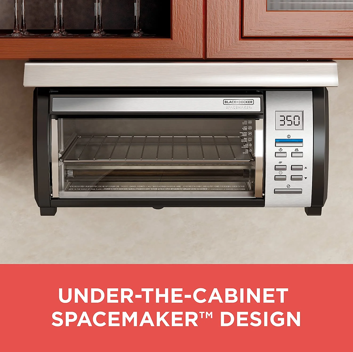 BLACK DECKER SpaceMaker Under Counter Toaster Oven, Digital Controls, Black/Stainless Steel, Fits 9�测�� Pizza or 4 Slices