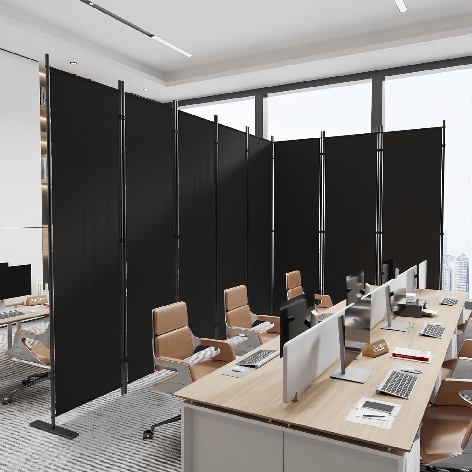 C-Hopetree 8 Panels Room Divider, 6 Ft Tall Indoor Folding Privacy Screen, Portable Partition Separator, Freestanding Separation Temporary Wall for Office, Bedroom, 160
