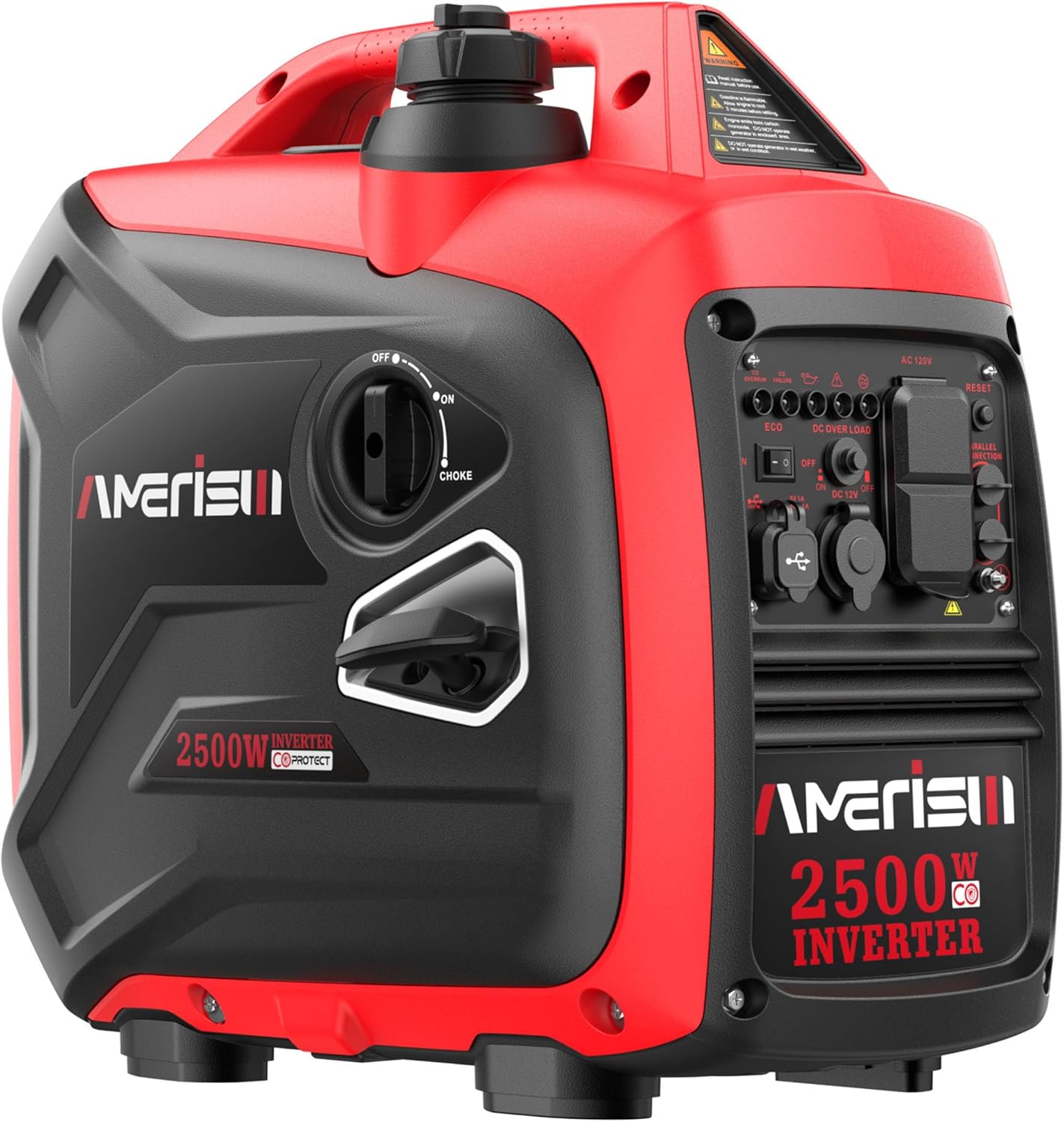 2500-Watt Inverter Generator  Super Quiet & Lightweight Gas Powered Generator  CO Sensor  RV Ready Parallel Capable  Long Run Time for Camping  Tailgating and Home Use