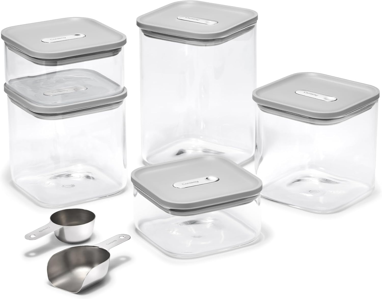 Caraway 13-Piece Glass Airtight Food Storage Containers with Lids – Non-Toxic, BPA-Free Kitchen Storage Containers – Stackable, Space-Saving Airtight Containers for Dry Goods and More - Gray