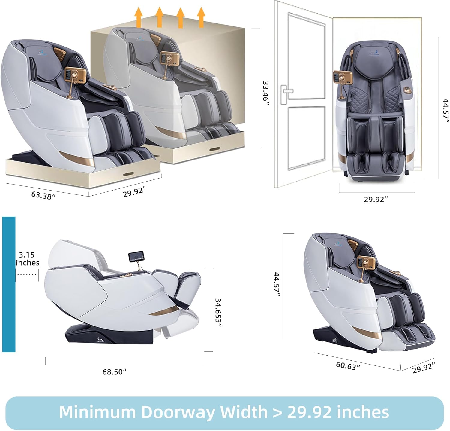 MassaMAX MT339 4D Massage Chair  Full Body Shiatsu Recliner with Electric Extendable Footrest  Zero Gravity  SL Track  Deep Yoga Stretch  22 Modes  AI Voice Control  Foot Rollers  and Heating (White)