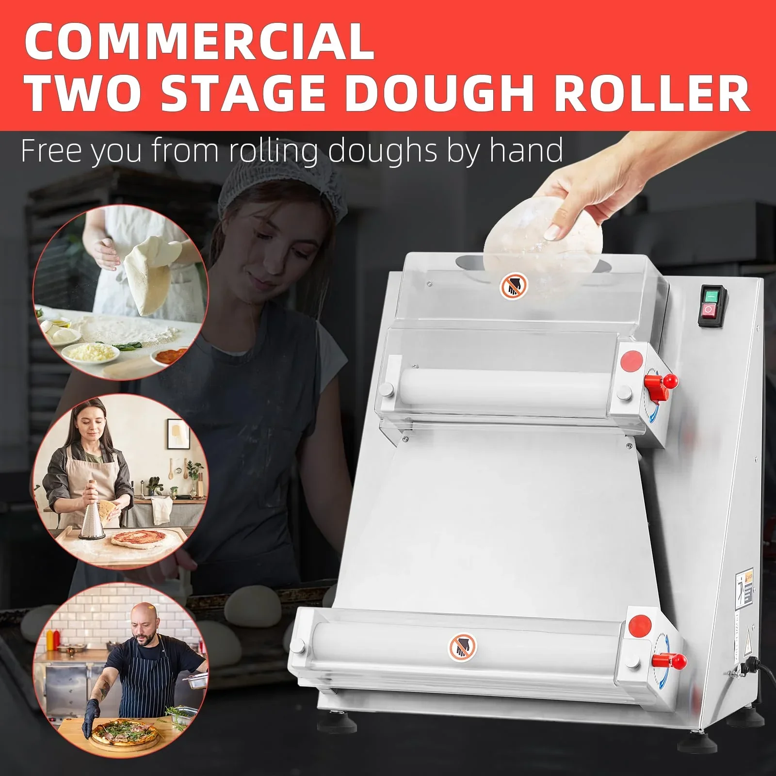Garvee Commercial Pizza Dough Roller Sheeter, Max 16