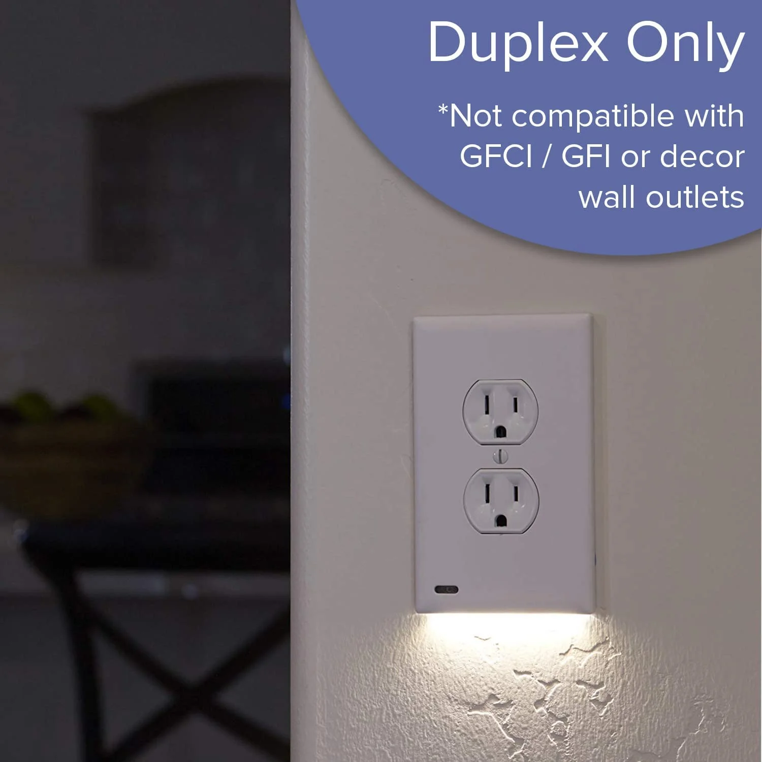 6 Pack - SnapPower GuideLight 2 [For Duplex Outlets] - Replaces Plug-In Night Light - Electrical Receptacle Wall Plate With LED Night Lights - Auto On/Off Sensor - (Duplex, White)
