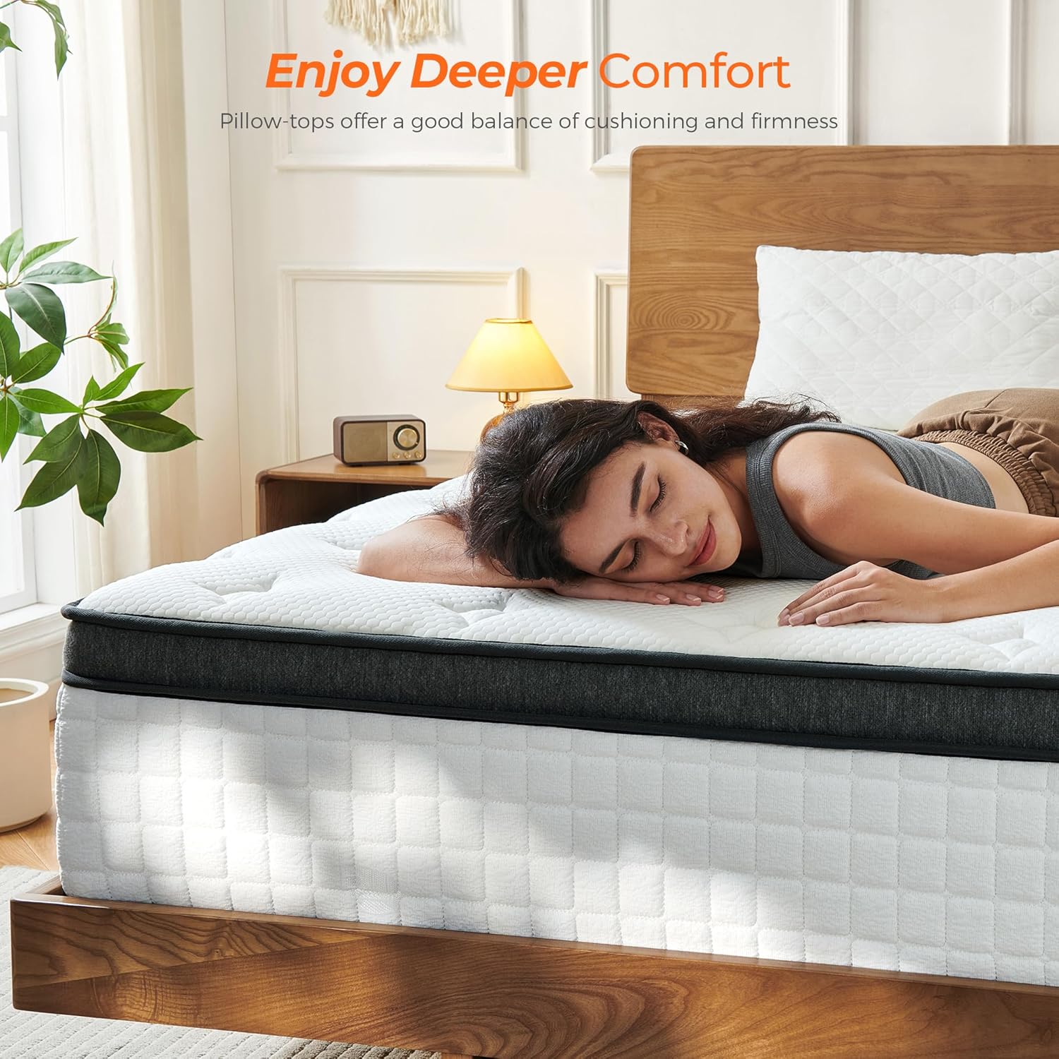 Full Size Mattress, 10 Inch Medium Firm Full Mattress in a Box, Hybrid Mattress with Individually Pocketed Coils for Targeted Support, Motion Isolation, CertiPUR-US Certified