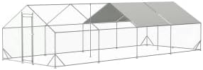 Large Metal Chicken Coop  Walk-in Chicken Run Cages with Waterproof and Anti-Ultraviolet Cover for Outside(10' L x 26 W x 6.56' H) Spire Top