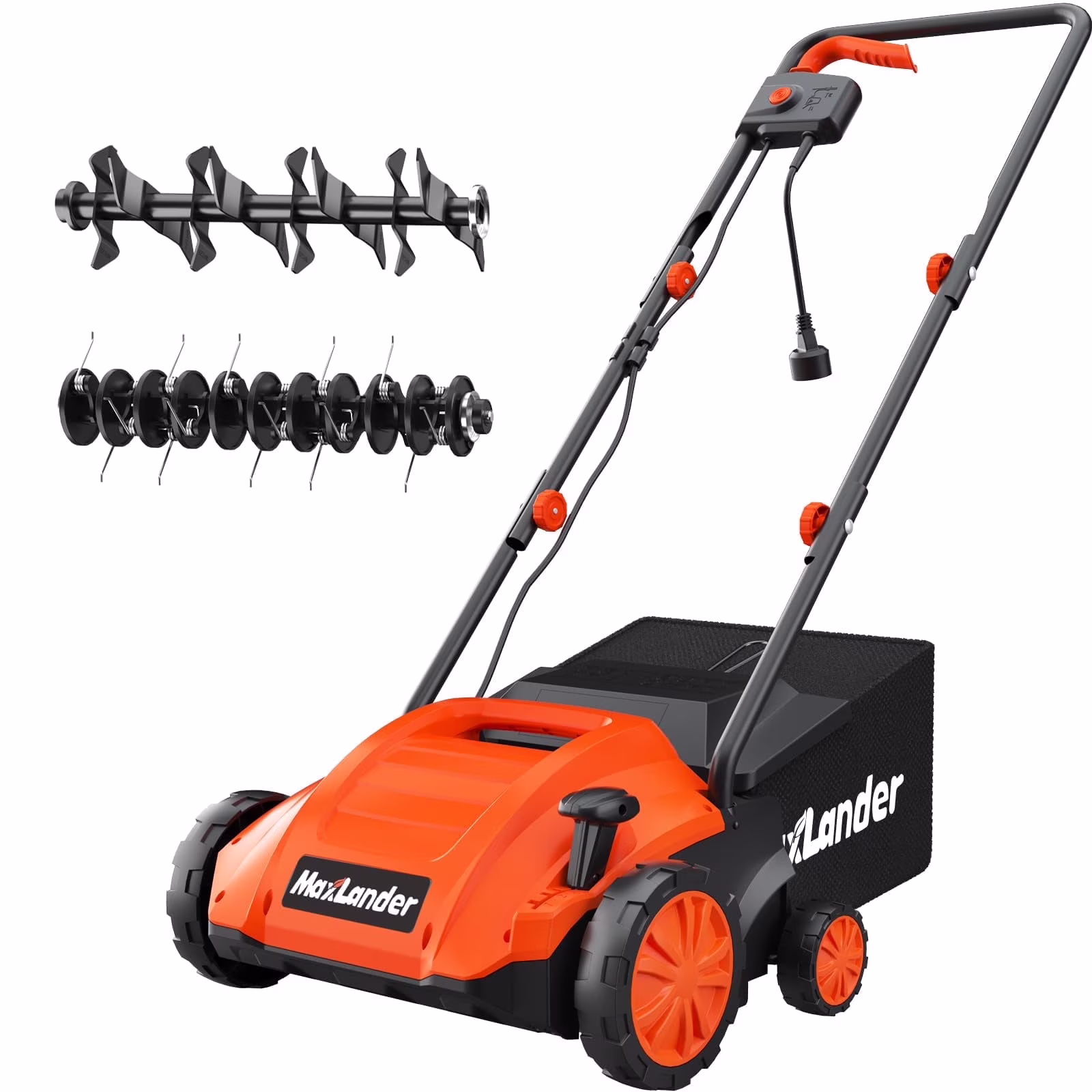 MAXLANDER Electric Dethatcher and Scarifier, 13�� 12Amp 2-in-1 Lawn Dethatcher with 4-Position Depth Adjustment, 30L Removable Collection Bag, Airboost Technology Increases Lawn Health