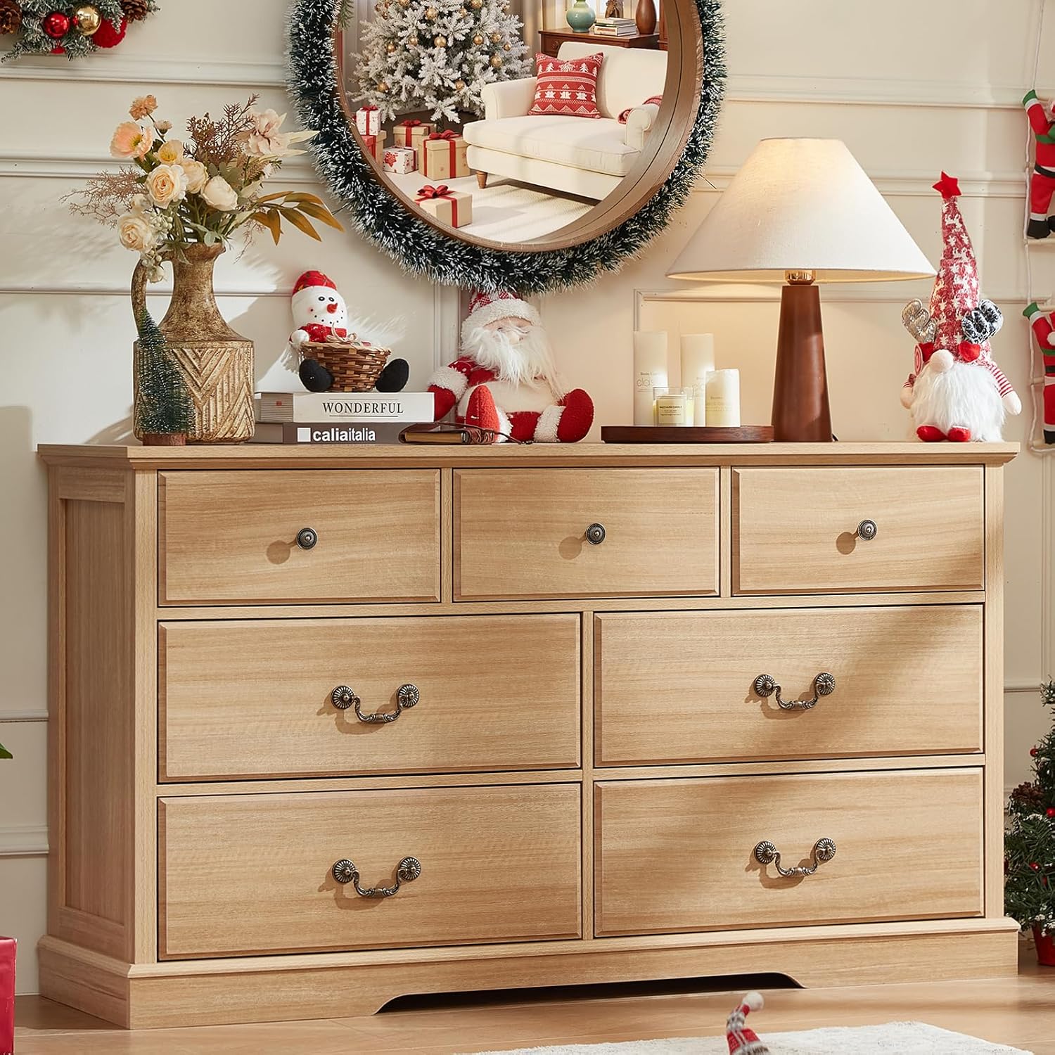 Farmhouse 7 Drawer Dresser for Bedroom,57