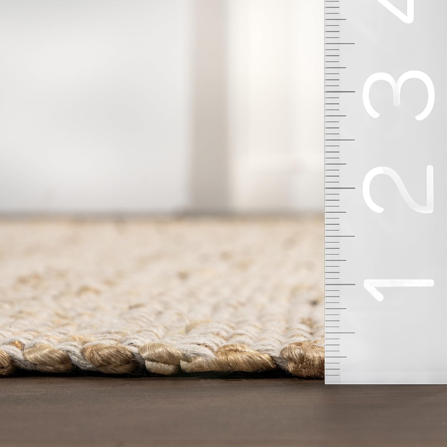 nuLOOM 9x12 Elfriede Jute & Cotton Hand Woven Area Rug, Natural, Solid Rustic Farmhouse Style, Weaved Design, Natural Fiber, For Bedroom, Living Room, Dining Room, Hallway, Office, Entryway