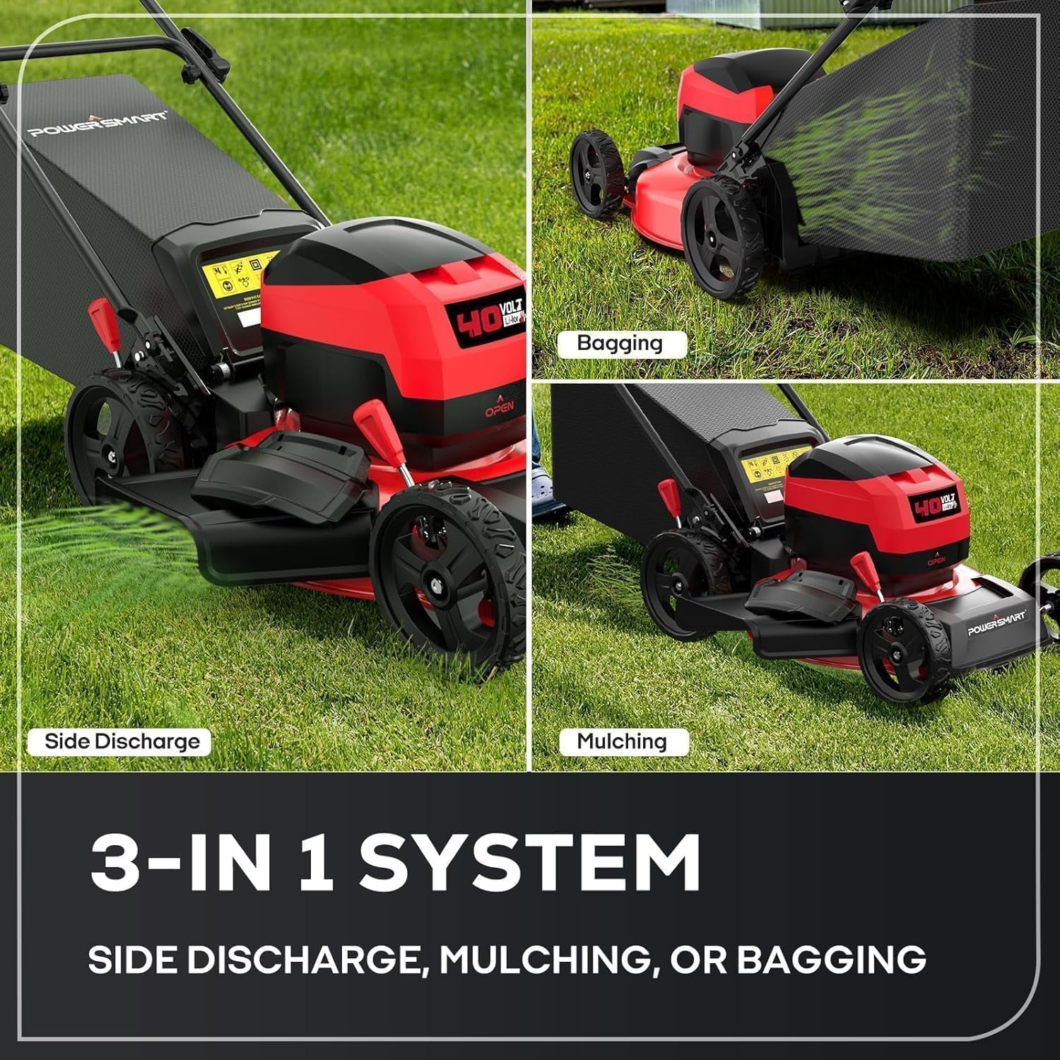 Electric Lawn Mower  40V Cordless Mower with 4.0Ah Battery & Charge  17 Inch Lawn Mower Quiet  Lightweight  Foldable Handles