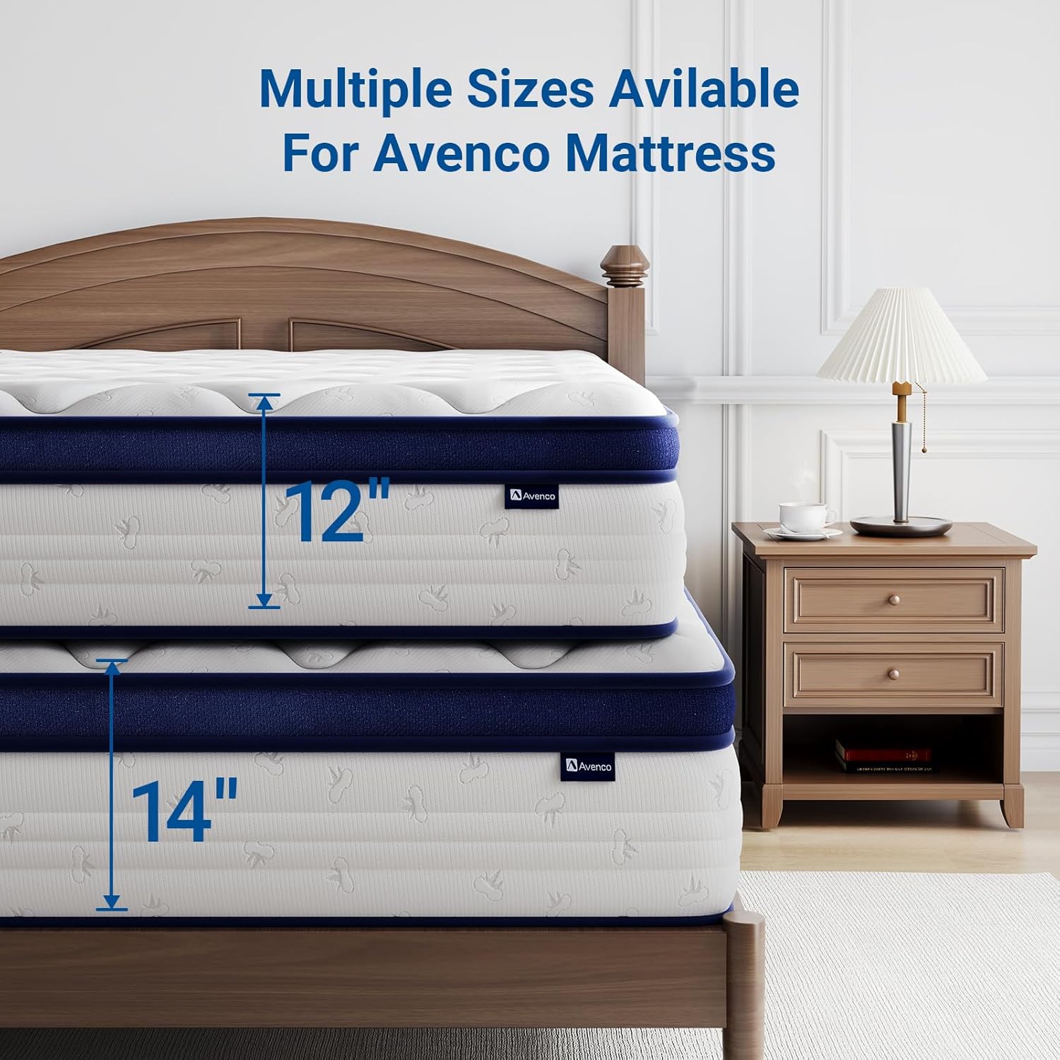 Avenco Queen Size Mattress, 10 Inch Queen Mattress with Individually Smarts Pocket Springs for Back Pain Relief, Hypoallergenic Fabric Box Spring No Need, Mattresses in a Box Medium Plush Support