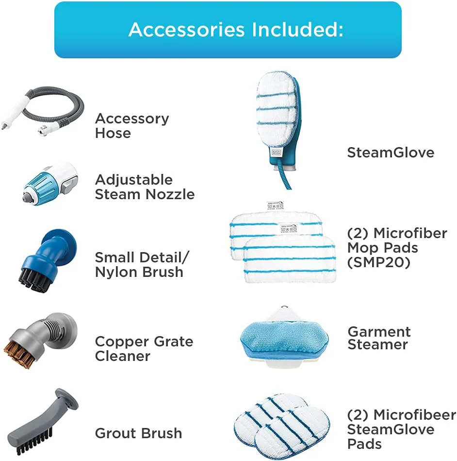7-in-1 steam mop with steam gloves and handheld steam device