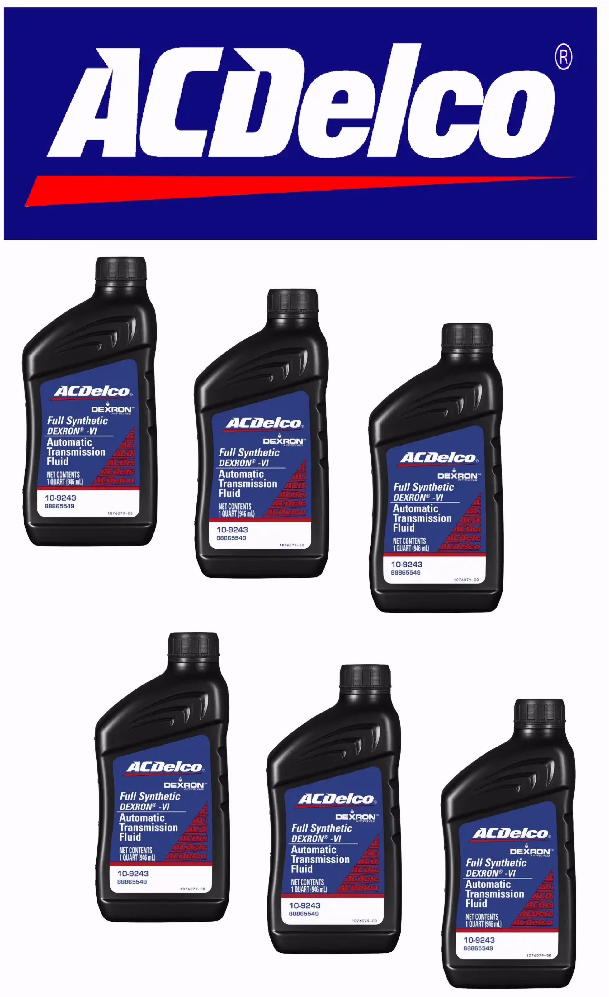 ACDelco GM Dexron VI Full Synthetic Automatic Transmission Fluid 1 Quart 6 Pack
