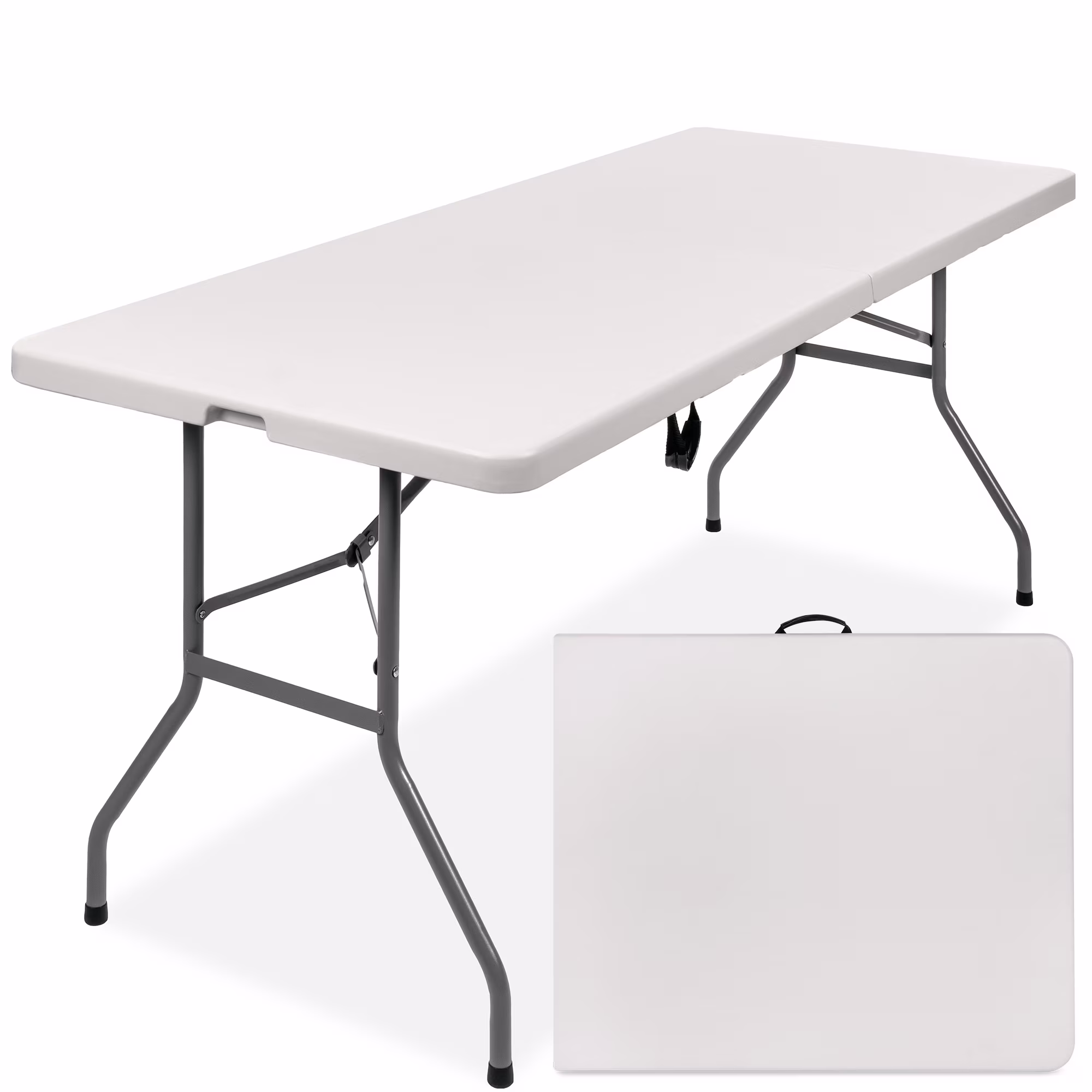 Best Choice Products 6ft Plastic Folding Table, Indoor Outdoor Heavy Duty Portable w/ Handle, Lock - White