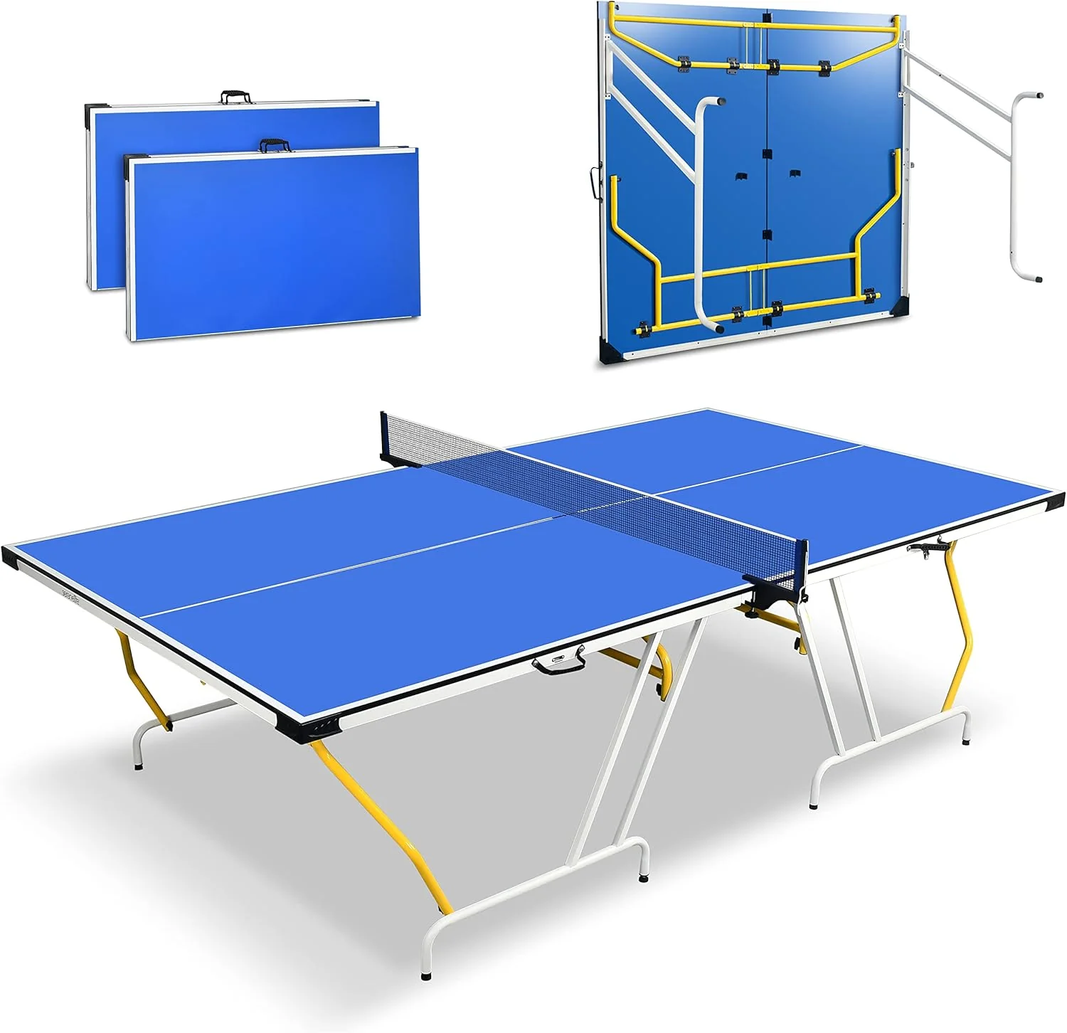 Table Tennis Set - Portable and foldable table tennis table (with net, posts and clips) - Suitable for indoor and outdoor use, suitable for camping and beach activities, space-saving design