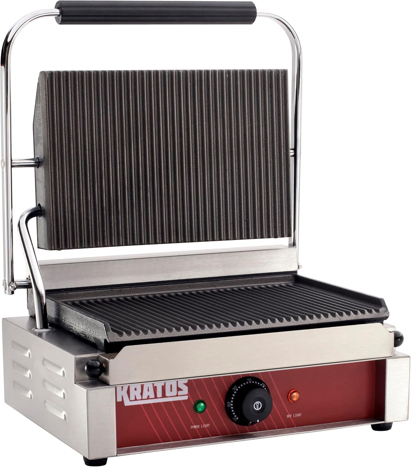 Kratos Commercial Electric Panini Sandwich Grill with Grooved Plates, 14