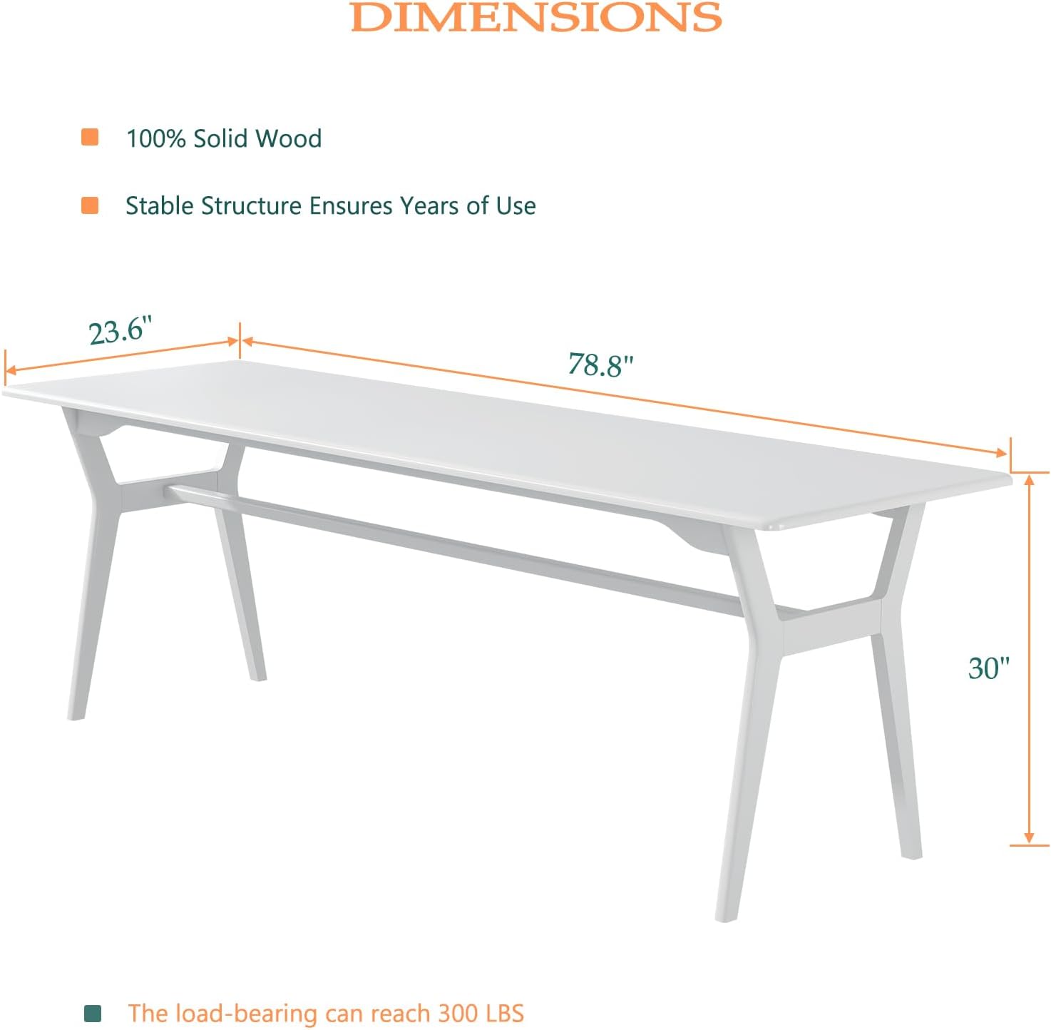 Solid Wood Study Desk - 78.8
