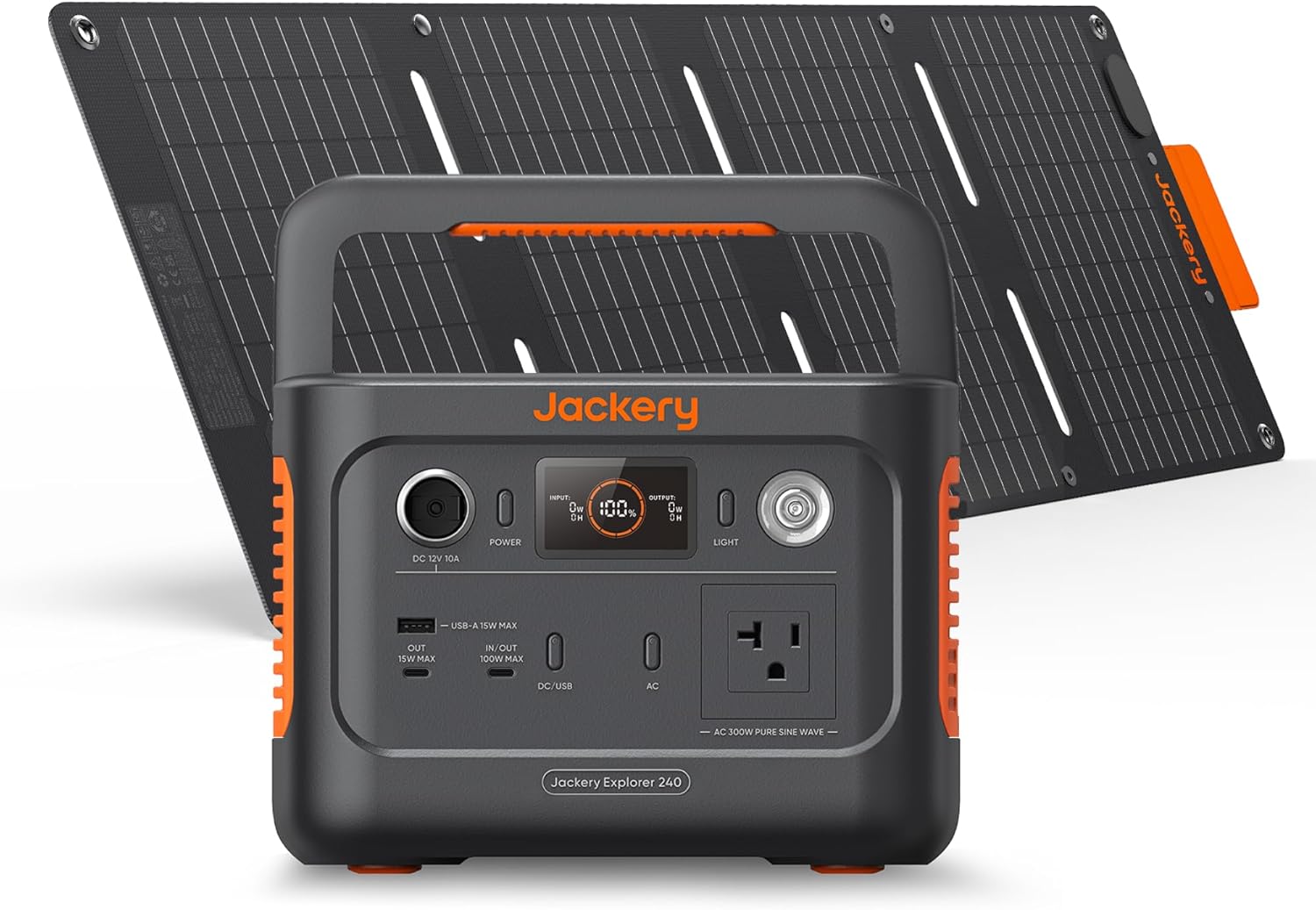 Jackery Solar Generator 240 v2 and 40W Mini Solar Panel  256Wh LiFePO4 Battery  300W AC & 100W USB-C Output  Ultra Fast Solar Charging for Outdoors  Camping  Travel & Emergencies