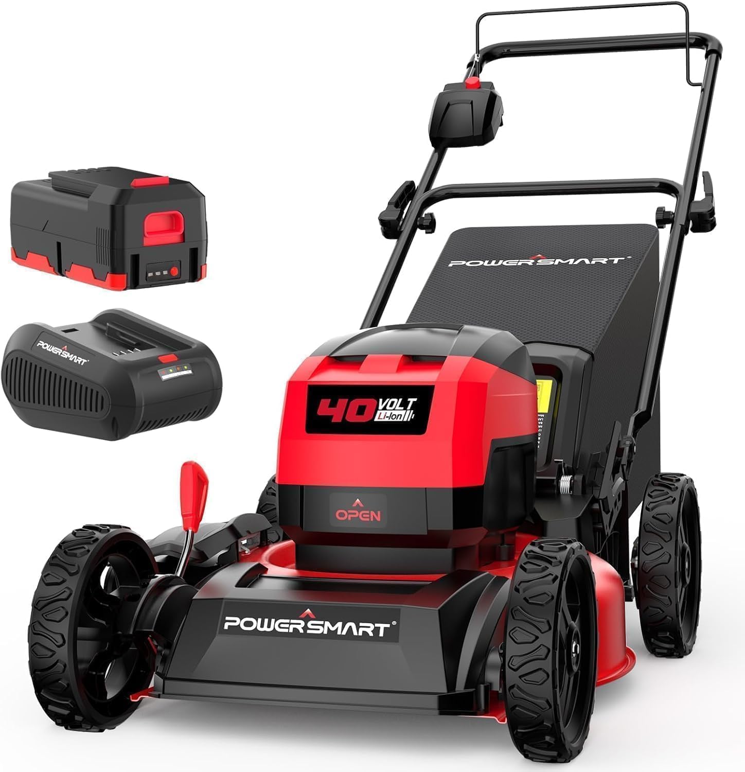 Electric Lawn Mower  40V Cordless Mower with 4.0Ah Battery & Charge  17 Inch Lawn Mower Quiet  Lightweight  Foldable Handles