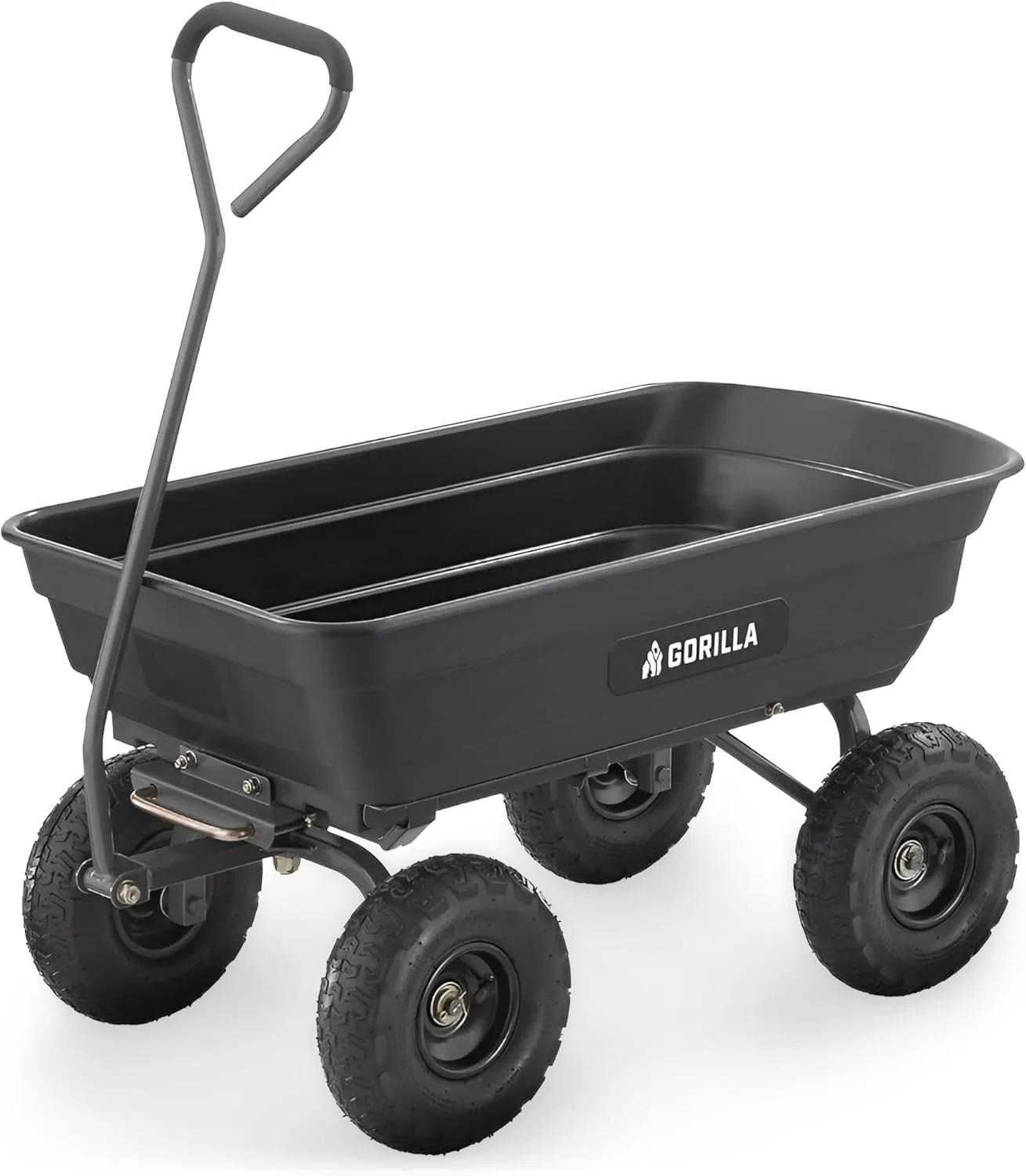 Heavy-duty multi-purpose garbage transfer cart garden cart, equipped with pneumatic tires, capacity 4 cubic feet - 600 pounds load capacity, outdoor wheeled cart, suitable for garden, gardening and landscaping work.