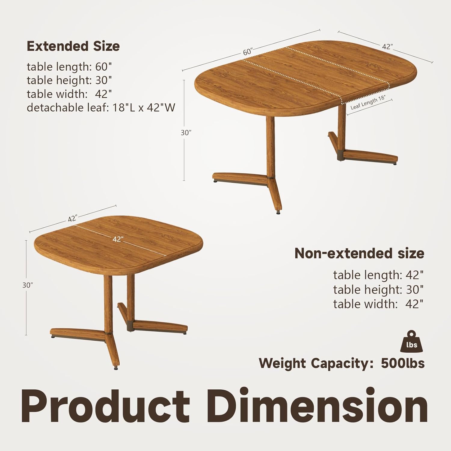 Chromcraft Dining Table for 4 to 6 Person, Extendable Wooden Kitchen Room Dining Table with 18