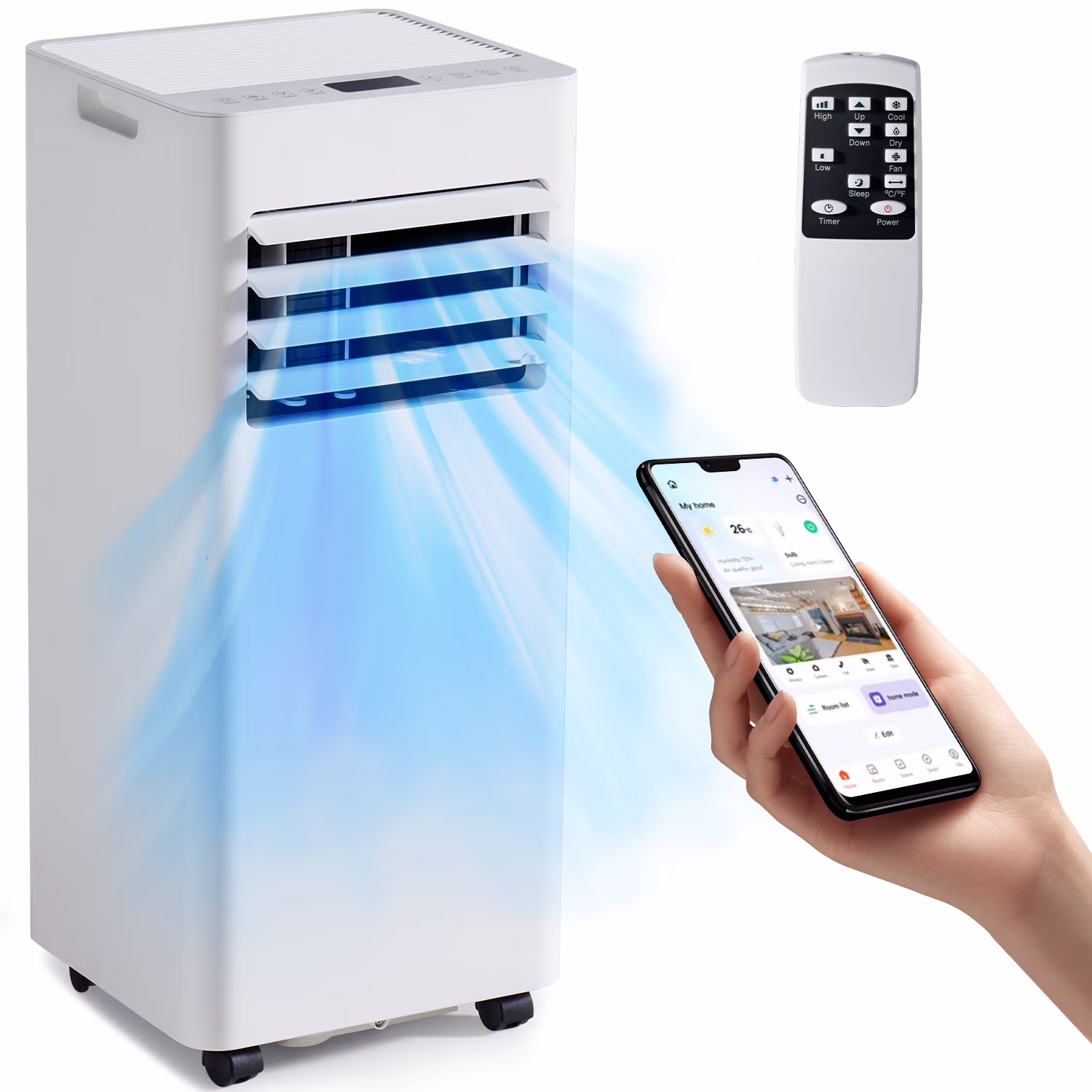 Bapipro 10,000 BTU Smart Portable AC - WiFi/Remote, 4-in-1 for 300 Sq.Ft, 24H Timer, Window Kit, ��55dB, ETL Certified