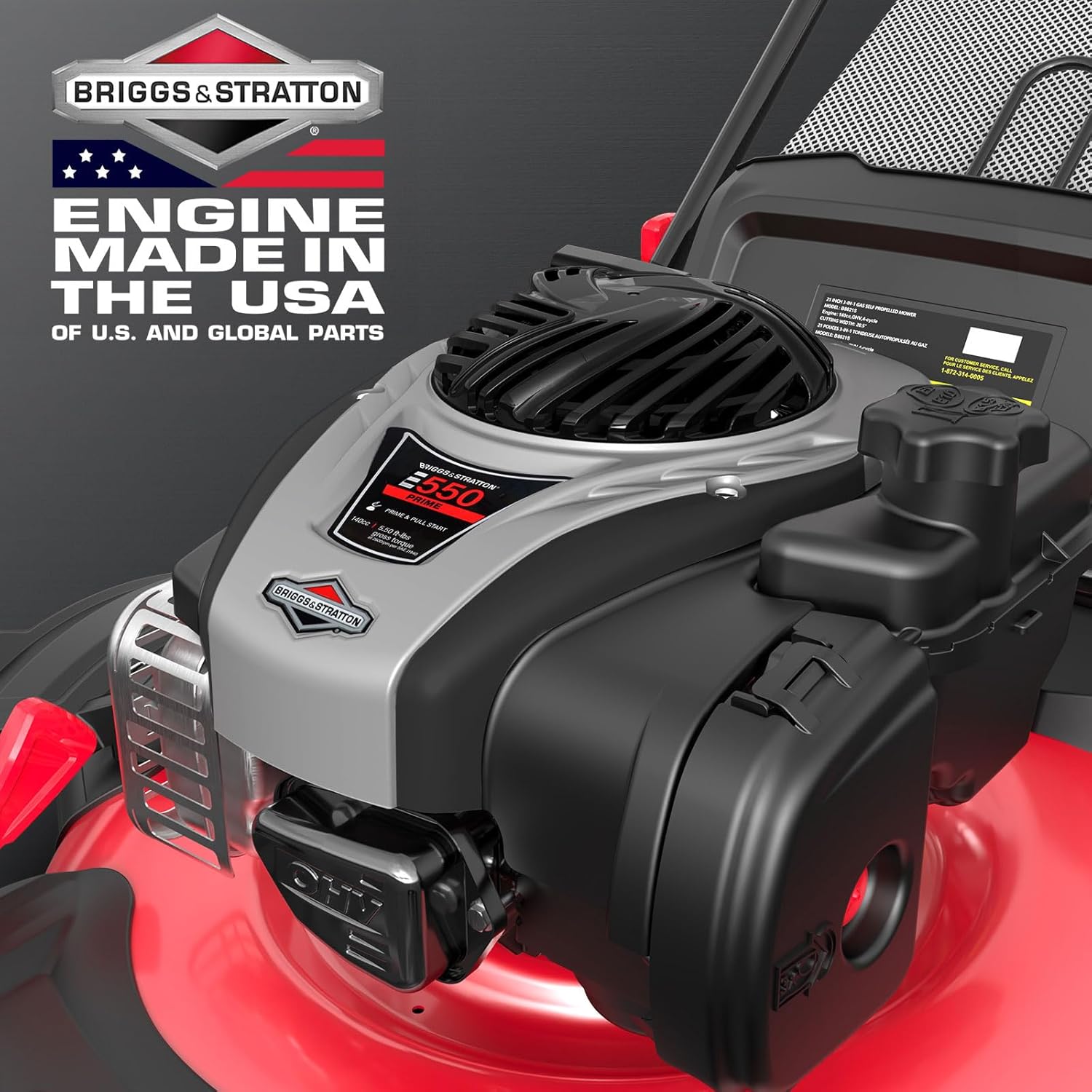PowerSmart Self Propelled Gas Lawn Mower  22-Inch with 140cc Briggs and Stratton E550 Engine 3-in-1 Rear-Wheel Drive Lawnmower with Bagging