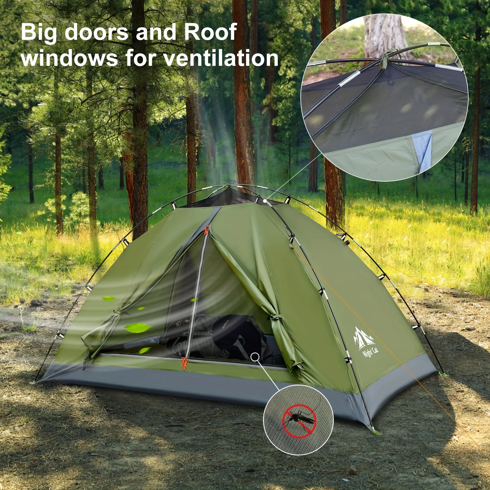 Kunkun E-commerce Upgraded Backpacking Tents 1 Person Easy Clip Setup Camping Tent Adults Scouts Heavy Rainproof Compact Lightweight, Single-Size