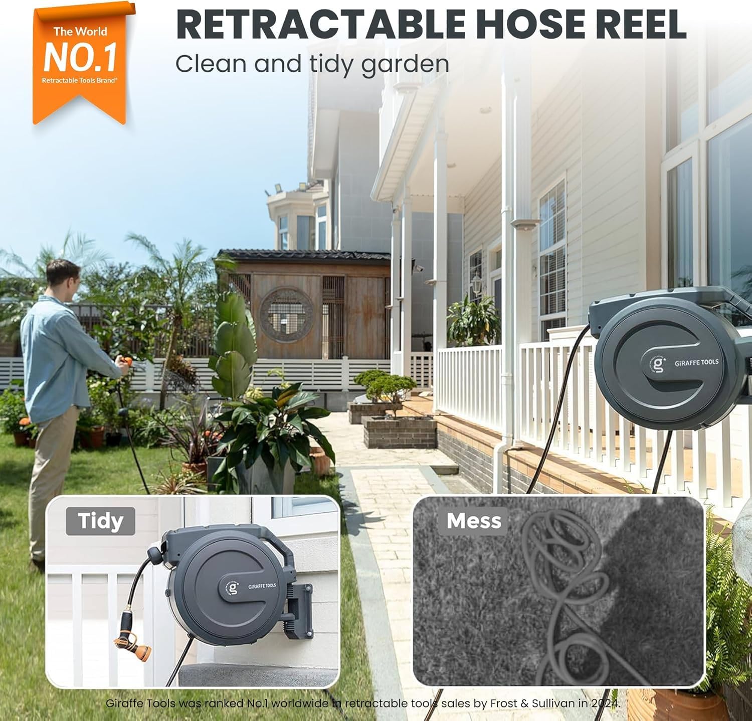 Giraffe Tools AW505/8 Retractable Garden Hose Reel 5/8