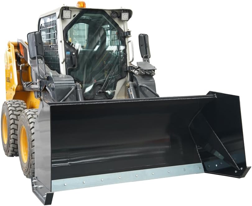 Skid Steer Snow Pusher Attachment  Single Box Snow Pusher for Skid Steer Loader  Heavy Duty Snow Removal Attachment  Universal Quick Attach for Clean Snow and Job Site Cleanup