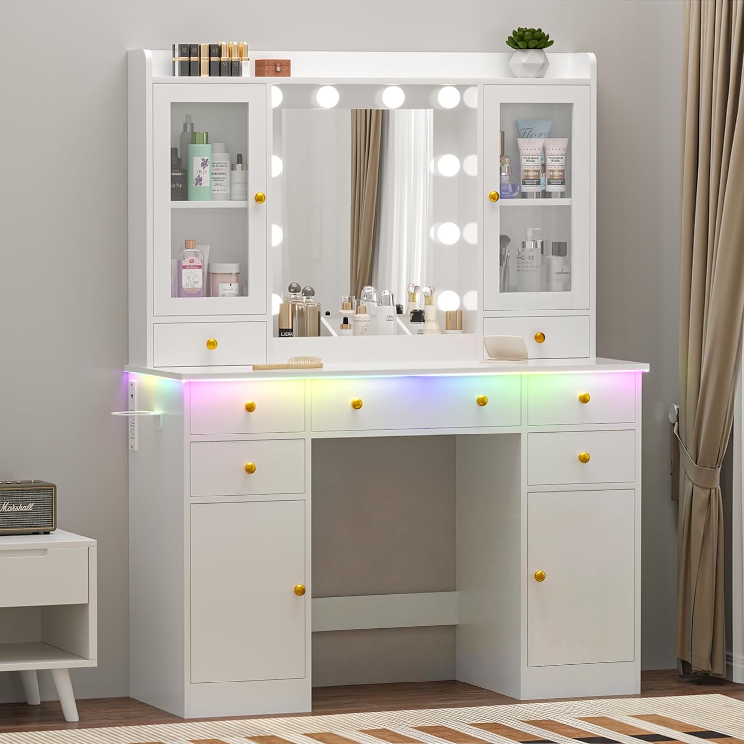 Vanity Desk with Mirror and Lights, 43