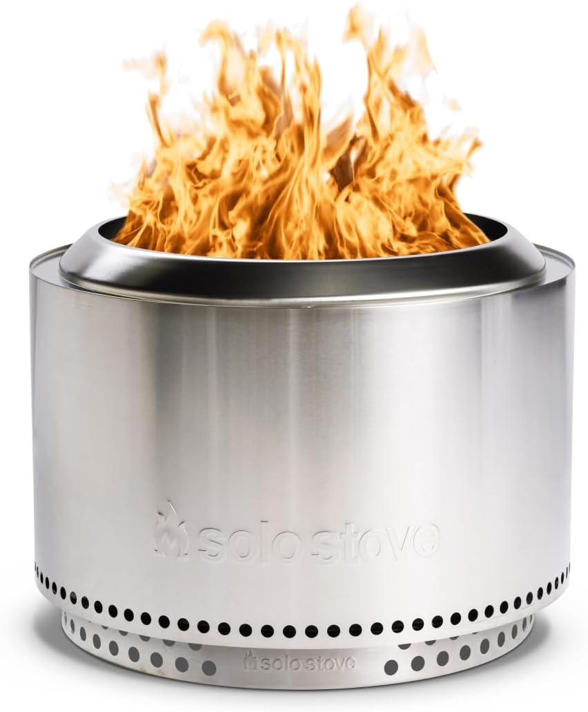 Solo Stove Yukon 27 Inch Smokeless Fire Pit with Removable Ash Pan - Wood Burning Portable Stainless Steel Outdoor Fireplace  Stainless Steel  Ideal for 6 or More People  38 lbs