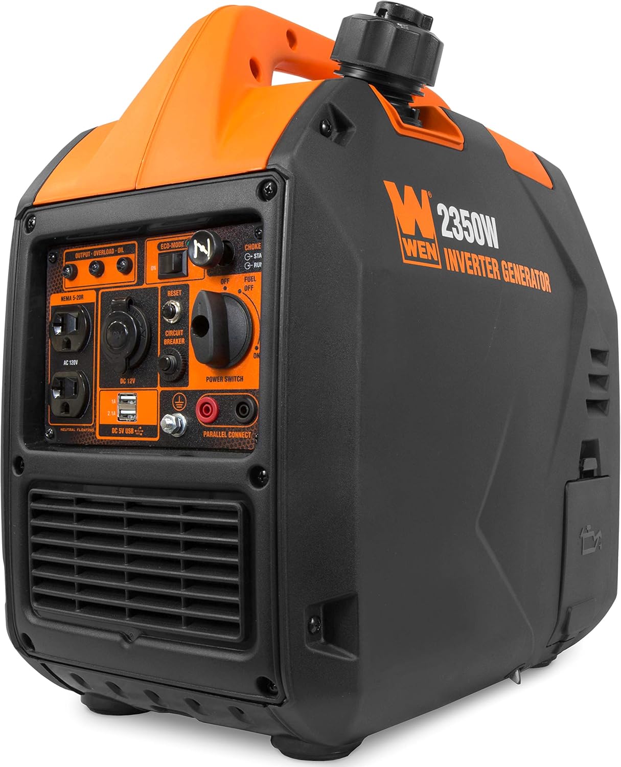 WEN Super Quiet 2350-Watt Portable Inverter Generator with Fuel Shut Off  Gasoline Power  Ultra Lightweight (56235i)  Black