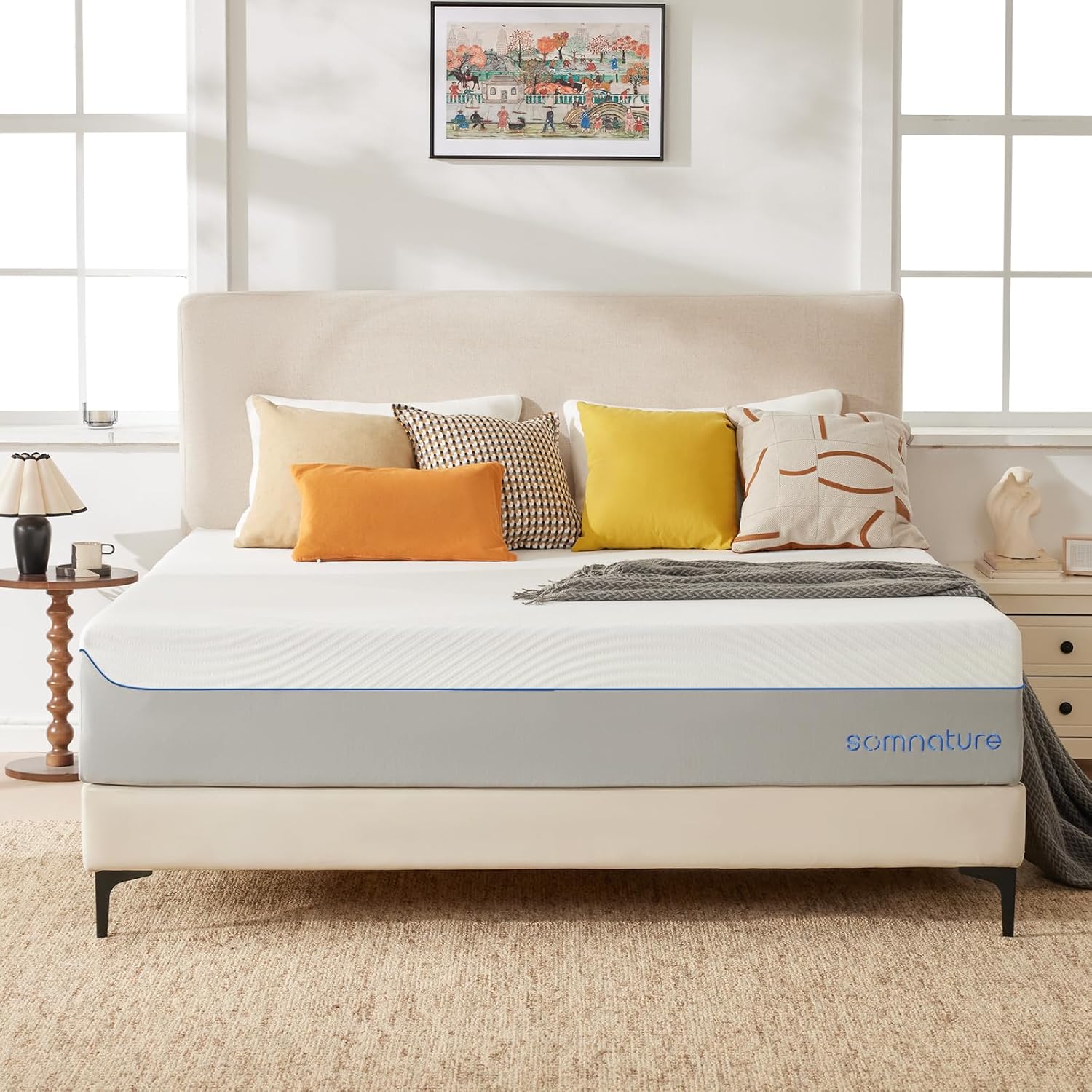 Queen Mattress in a Box, 12 Inch Cooling Gel Memory Foam Mattress for Pressure Relief & Deep Sleep, Medium Firm with Motion Isolation, CertiPUR-US Certified, Fiberglass Free