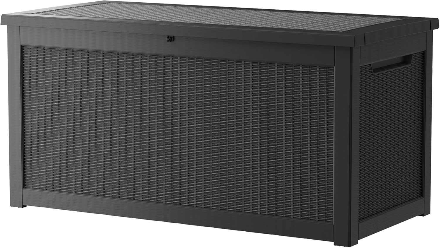 TARKARI 320 Gallon Lockable Resin Deck Box  Waterproof & UV-Resistant Outdoor Storage Box for Outdoor Cushion Storage  Garden Tools & Pool Accessories Storage  Black