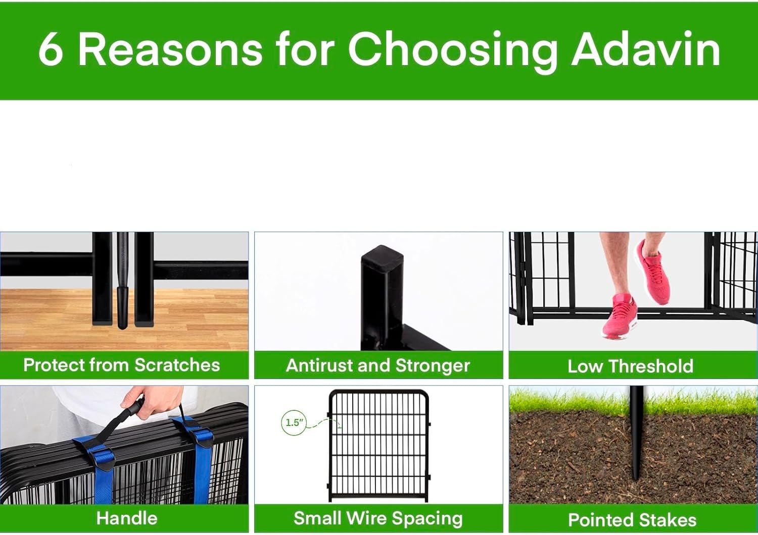 ADAVIN Tall Garden Fence Wide Door Low Threshold  54 inch High 10 Panels Total 22.1 Ft(L)  Black Heavy Duty Metal Dog Fencing for Yard or Camping Suitable for Indoor Pet Fence or Outdoor Dog Fencing