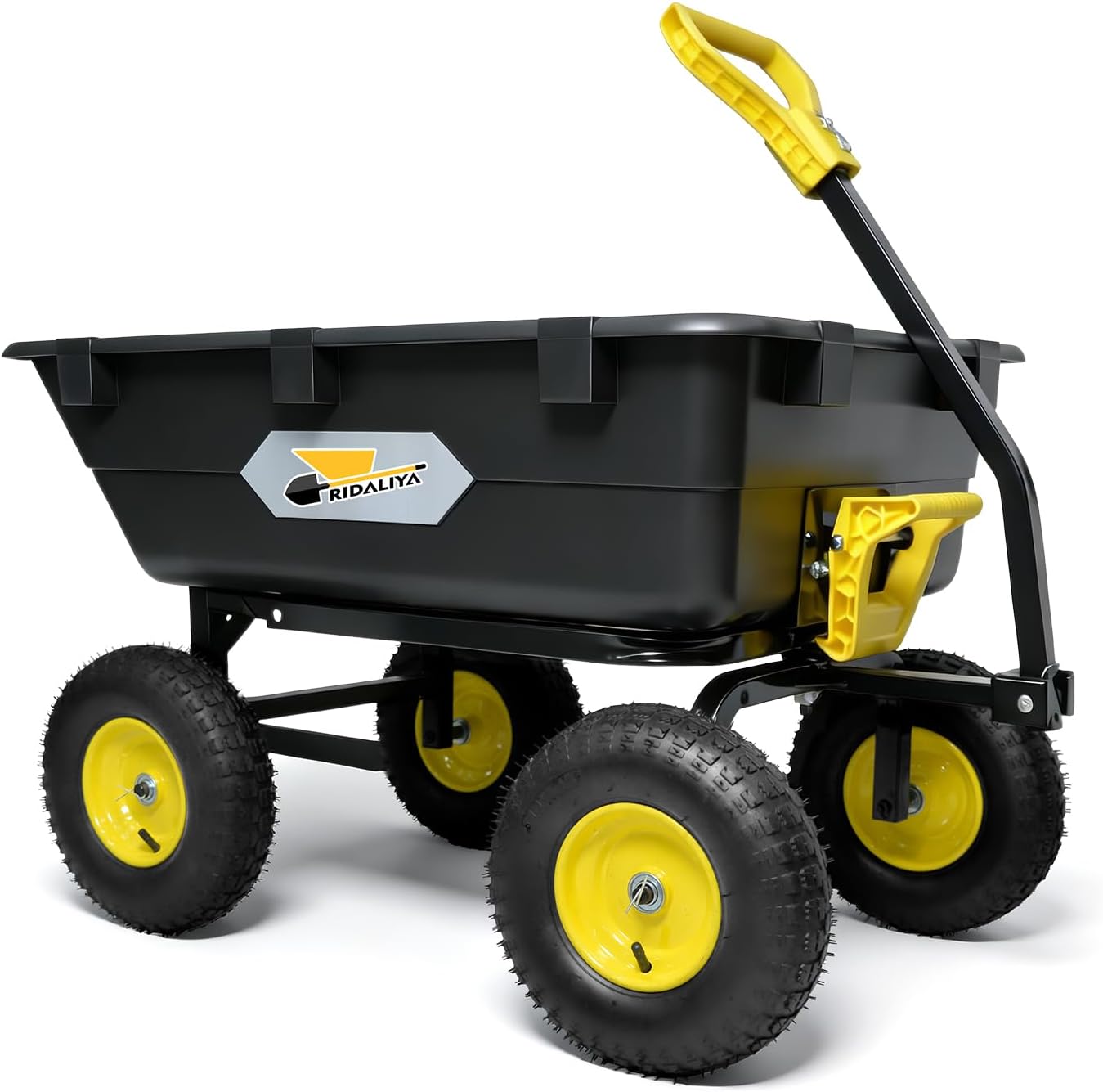 Garden Dump Cart  Heavy-Duty Utility Wagon with 1200 lbs Capacity  6 Cu Ft Bed  12.6