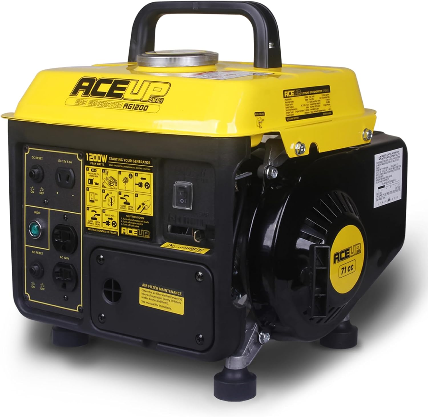 Aceup Energy 1 200W Gas Powered Generator  Small Portable Generator for Home Use Ultralight  EPA & CARB Compliant