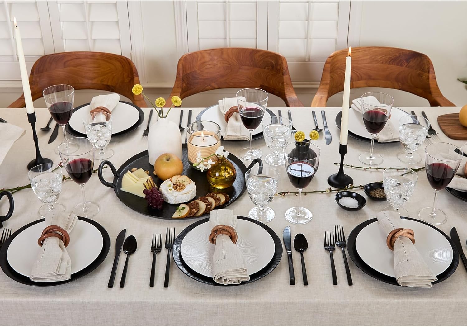 Solino Home Linen Dinner Napkins and Tablecloth 60 x 120 Inch - 100% Pure Linen Cloth Fabric Classic Hemstitch - Handcrafted from European Flax and Machine Washable