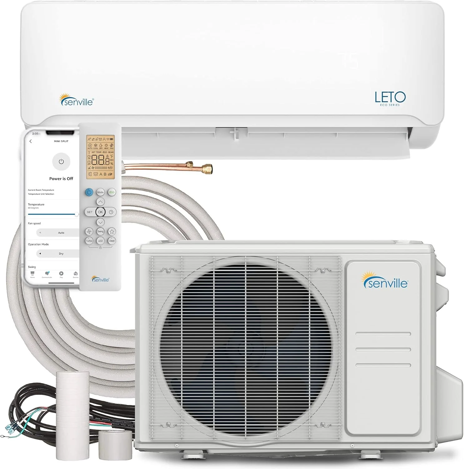 Mini split air conditioning heat pump, 9000 watts, 110/120 volts, variable frequency, supports Alexa function, energy efficiency ratio 21.5, white