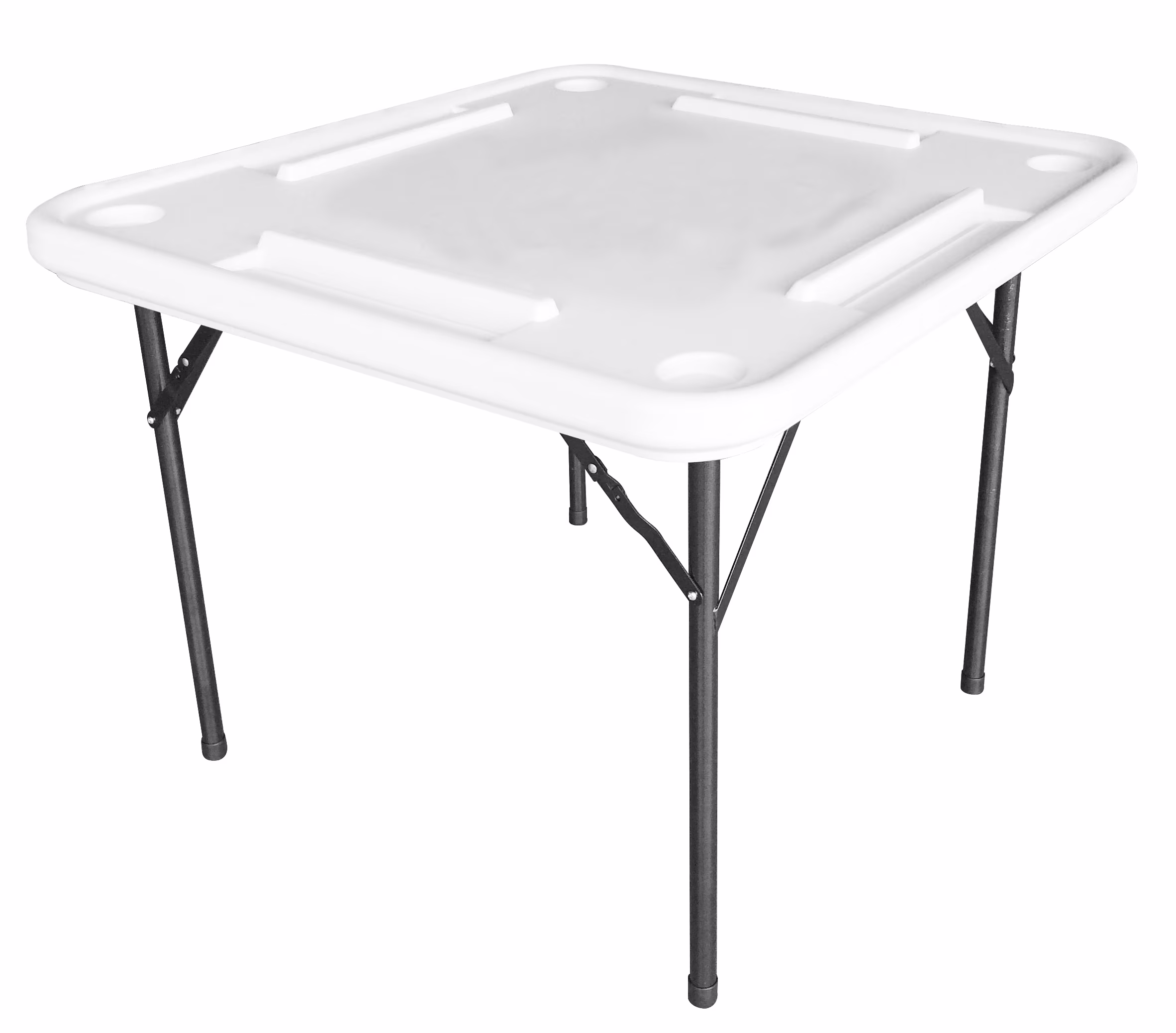 Bene Casa Foldable Domino Table with Built-In Drink Holders, 38�� x 38��, White