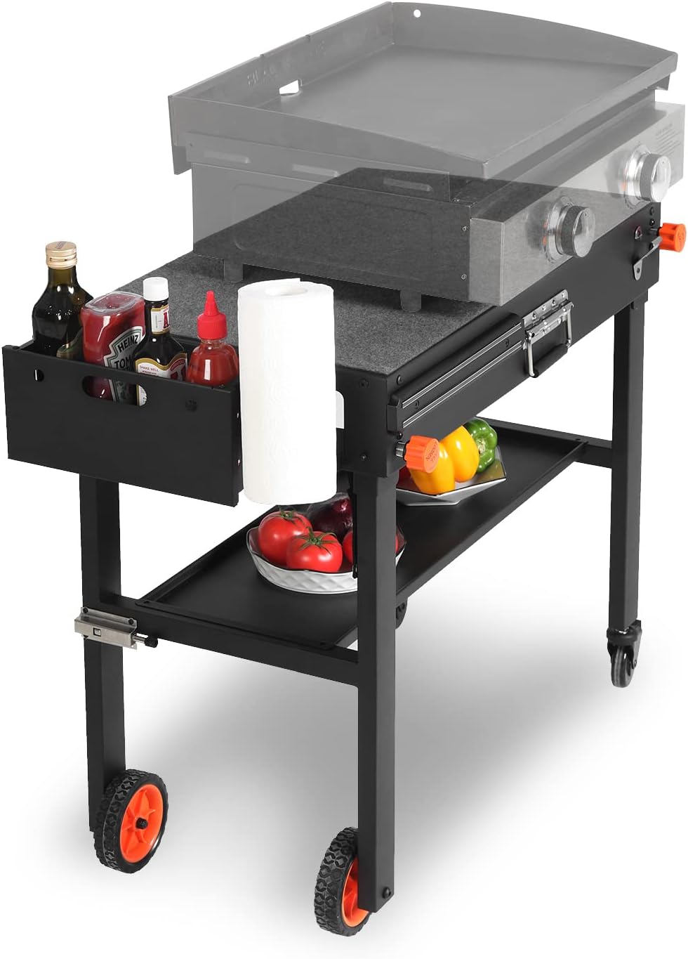 Grill Table for Blackstone Griddle  Portable Griddle Table with Caddy - Fit 17” or 22” Other Tabletop Grill  Foldable Ninja Grill Stand& Blackstone Griddle Stand for Outdoor Tailgating-Camping
