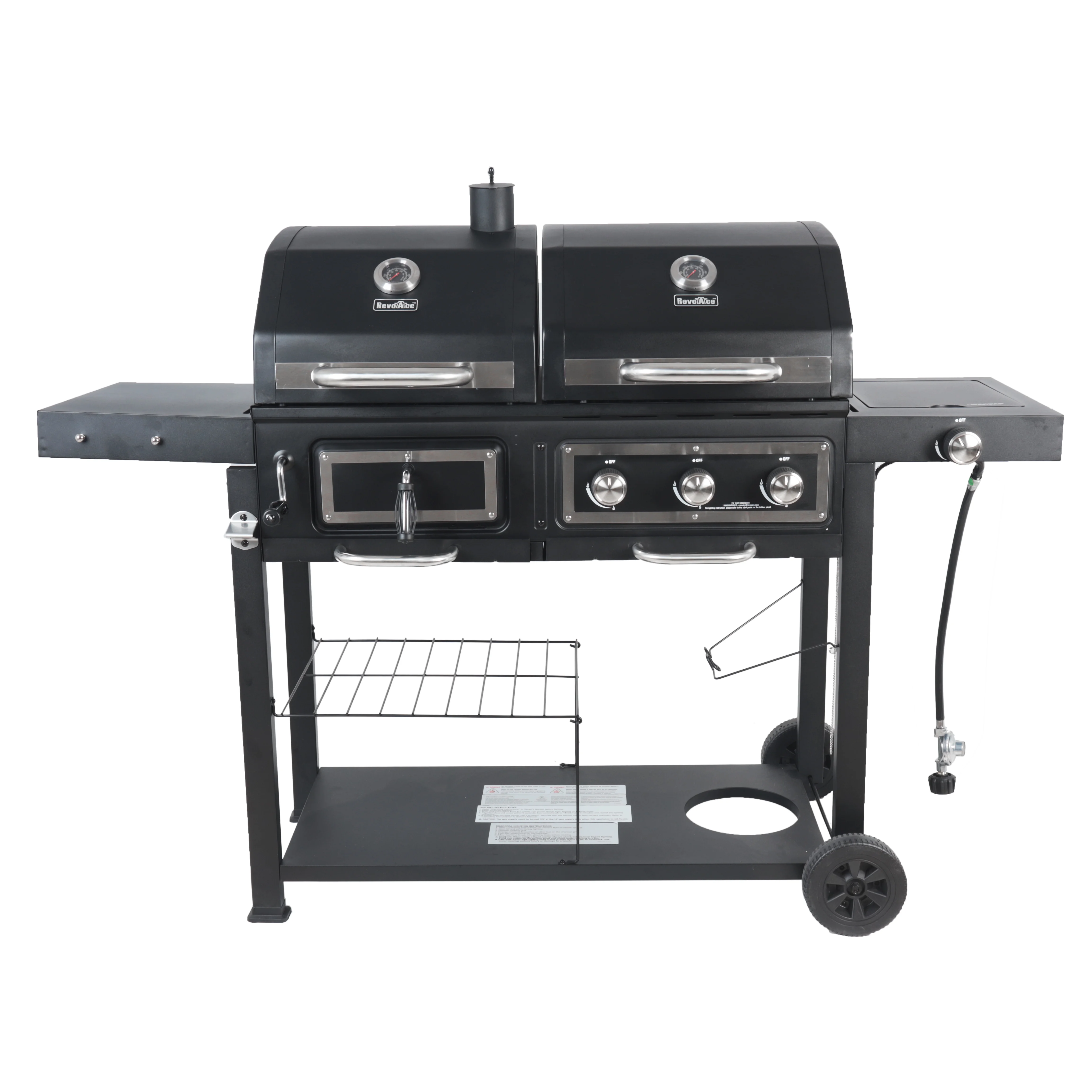 Dual Fuel Gas & Charcoal Combo Grill, Black with Stainless