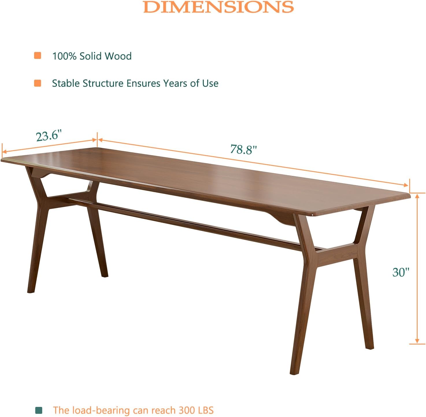Solid Wood Study Desk - 78.8