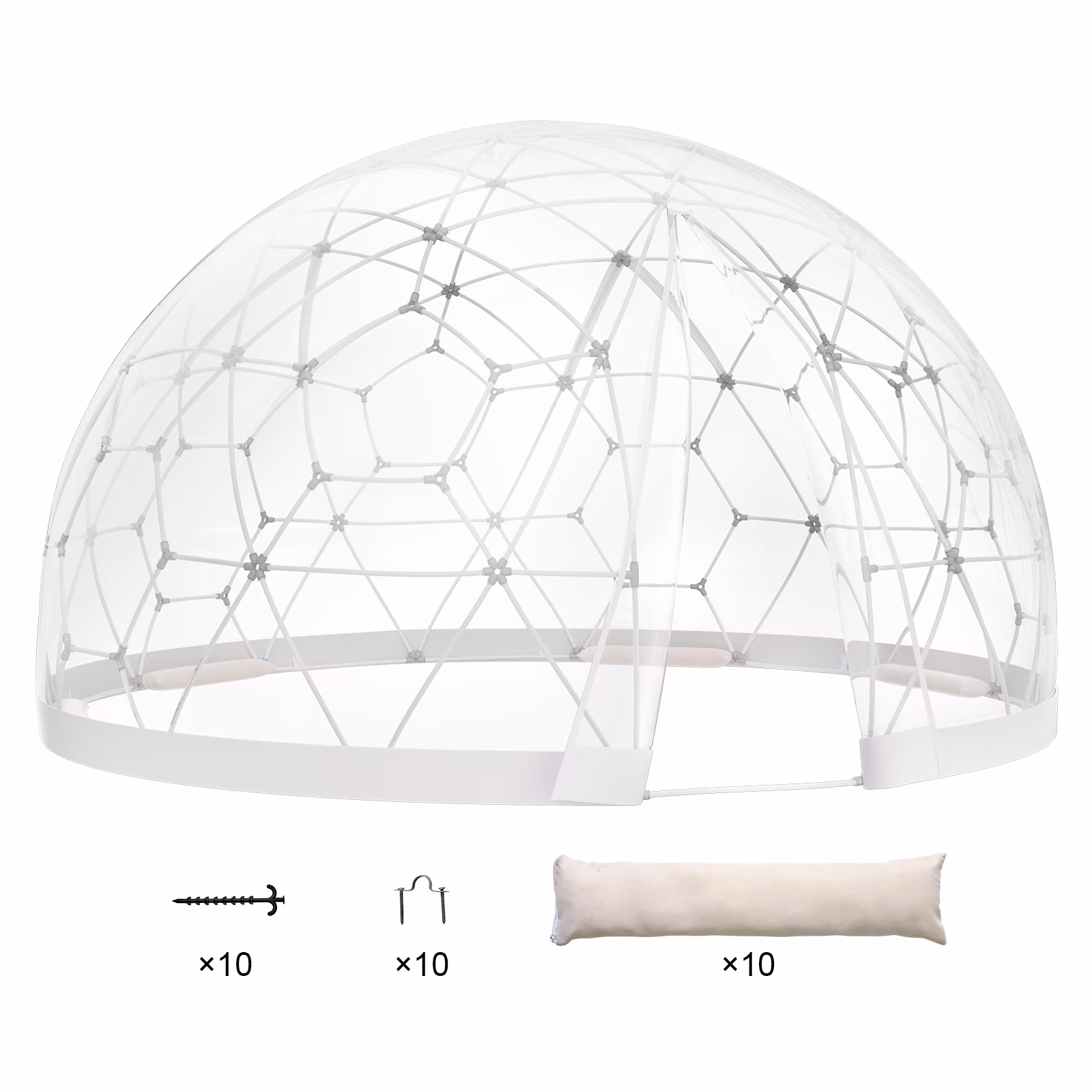 KFFKFF Outdoor Dome Shelter, 9.5 FT Clear PVC Garden Tent, Waterproof Geodesic Dome Tent with Window for Patio, Backyard Dining, and Parties