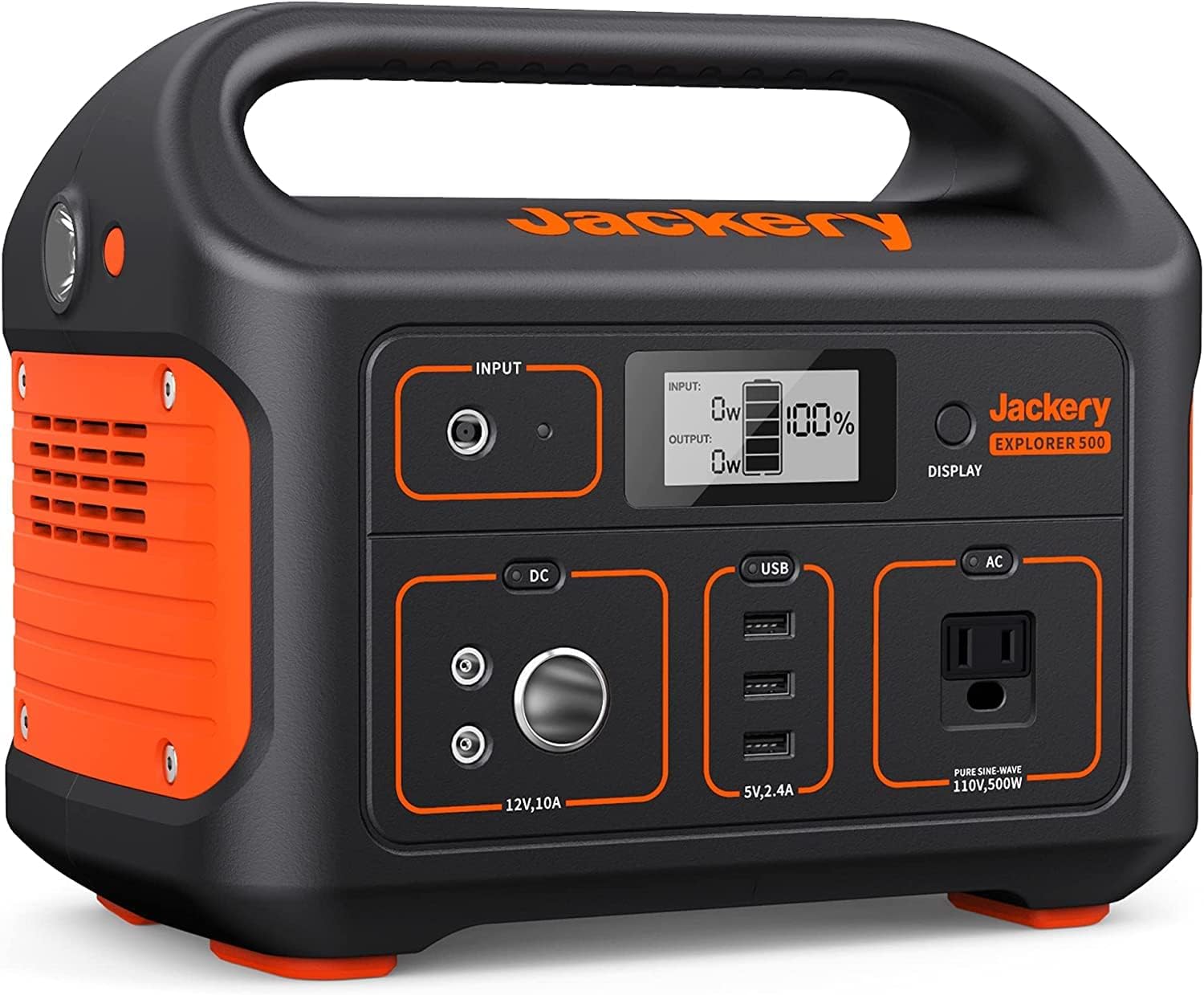 Jackery Portable Power Station Explorer 500  518Wh Outdoor Solar Generator Mobile Lithium Battery Pack with 110V/500W AC Outlet for Home Use  Emergency Backup Road Trip Camping (Solar Panel Optional)