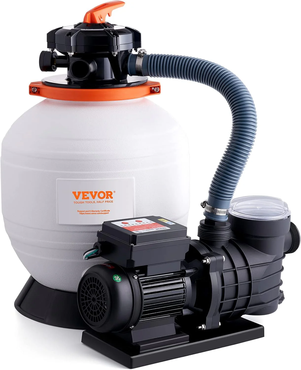 Outdoor swimming pool sand filter pump, 16 inches, 3500 liters/minute, 1 horsepower, swimming pool water pump system and filter kit set, equipped with 6-way multi-interface valve and filter basket, suitable for both household and commercial swimming